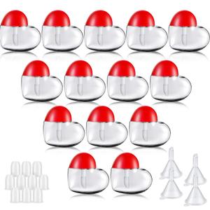 Boao 30 Pieces Valentine Heart Lip Gloss Tube Empty Funny Mini Plastic Lip Gloss Containers with 4 Pieces Plastic Funnels Valentine's Day Gifts for Women Girls DIY Cosmetics, 5 ml