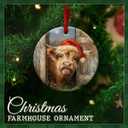 5 x Highland Cow Christmas Ornament 2025 - Cute Farm Animal Peeking with Santa Hat Decoration - Rustic Farmhouse Cattle Decor, Gifts for Cow Lovers, Women, Kids, Family