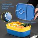 Large Capacity Bento Box Adult Lunch Box,3 Layers Stackable Bento Lunch Containers for Adults/Kids, Built-in Utensil Set, Bento Lunch Box for Dining Out, Work, School, Blue