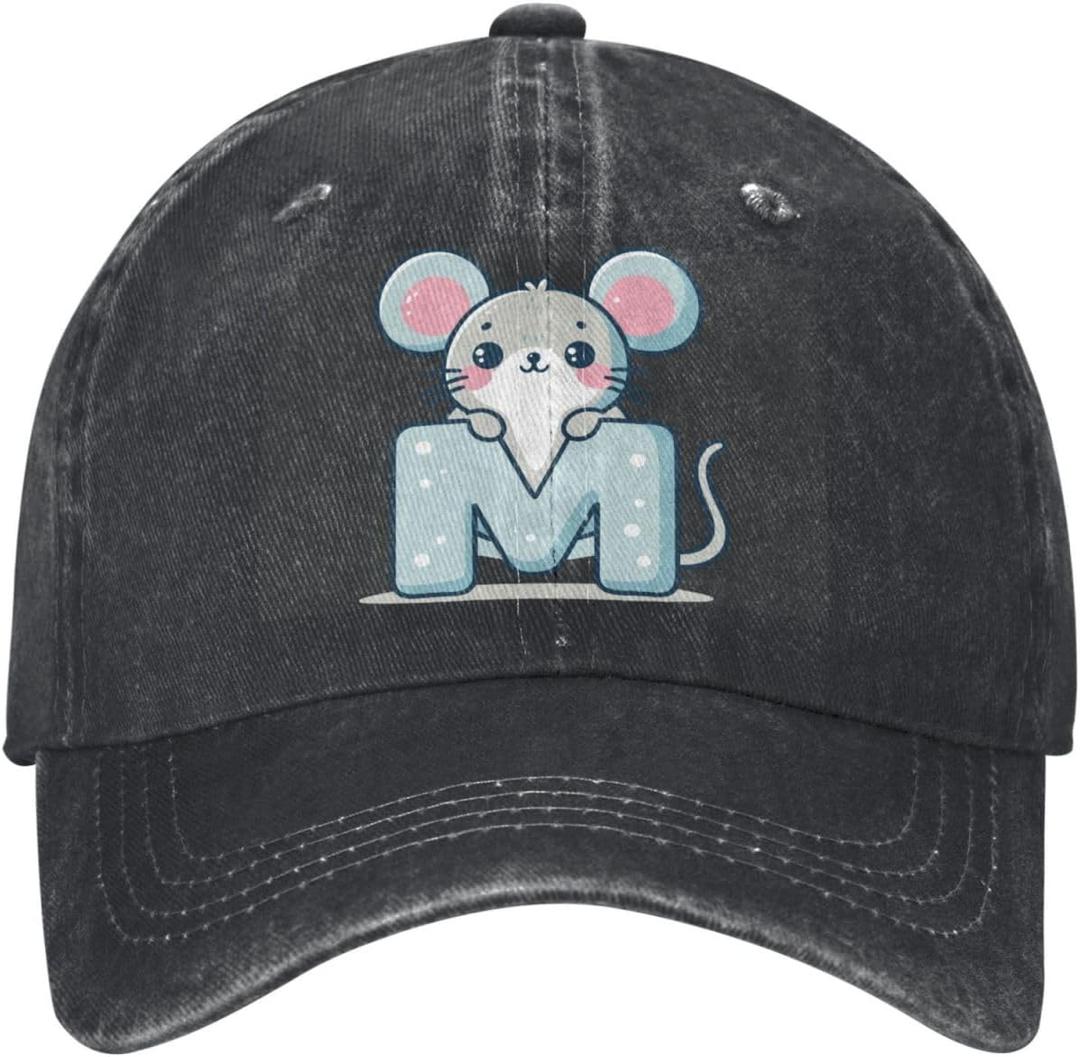 Cute Animal Alphabet A-Z Hats for Boys Girls, Adjustable Cotton Print Initial Letter Children's Baseball Cap
