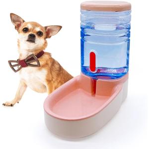 kathson Gravity Dog Water Dispenser Automatic Cat Drinking Water Station 1 Gallon Large Capacity Puppy Water Bowl for Small and Medium Dogs Cats Pink