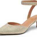 DREAM PAIRS Kitten Heels for Women Low Heel Dress Shoes Wedding Dress Closed Toe Pump Shoes Luna (6.5, Gold/Glitter)