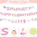 Spa Birthday Party Decorations, 28 Pcs Spa Banner, 1 Cake Toppers & 24 Cupcake Picks for Girls' Pampering Theme Celebration, Sleepover Party Supplies