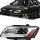 LH LED DRL Headlight Assembly Fit for 2013-2017 Audi Q5 SQ5 HID/Xenon Projector Headlamp Without AFS Ballast Bulb Left Driver Side AU2502179 8R0941043B