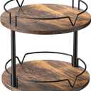 KLM 12" Wood Lazy Susan, Rotating Spice Rack, 2 Tier Spice Turntable Organizer, Industrial Turntable Spice Holder, for Kitchen Countertop and Cabinet, Compact and Versatile, Rustic Brown