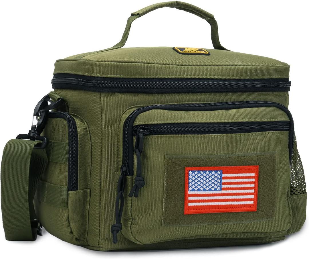 Atripack Lunch Box for Men, Tactical Lunch Bag MOLLE Webbing Leakproof Insulated Large Lunch Cooler Women Adult Meal with Adjustable Shoulder Strap Durable Lunch Pail (Green)