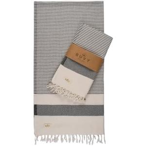 Ruvy Home Basics 2 Pack Turkish Beach Towels – Oversized Quick-Dry Bath Towels (40 x 72 Inches) – 100% Cotton Large Towels for Pool, Yoga, Travel, Camping Essentials, and Bathroom Decor - Black