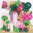 Amandir 165Pcs Flamingo Tropical Balloon Arch Garland Kit, Hot Pink Green Gold Foil Coconut Flamingo Balloons with Palm Leaves for Hawaiian Luau Aloha Summer Beach Tropical Birthday Party Decorations