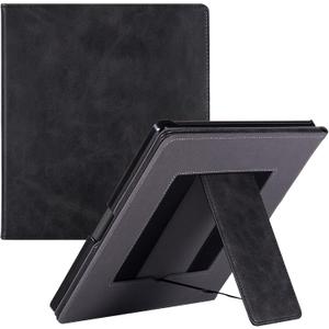BOZHUORUI Case for Kindle Scribe | Built-in Pen Holder/Foldable Stand & Hand Strap | with Sleep/Wake | Book Folio Style | Vegan PU Leather Sleepcover fit 10.2" Amazon Scribe 2022/2024 (Rock Black)