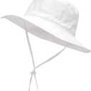 2 x Baby Sun Hat Toddler Summer Hats UPF 50+ Baby Bucket Hat Protective Bucket hat Kids Beach Hats for Baby Boy Girl (White, S)