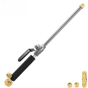 Jet Nozzle for Garden Hose, High Pressure Power Washer Wand with 3 Different Hydro Nozzles and Quick Connectors for Gutter Patio Car Pet Window 18 Inch (Dark Black)