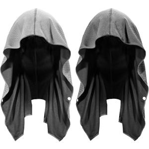 Sukeen Cooling Hoodie Towel for Men, Quick Drying Cooling Towels for Neck and Face, Cooling Head Towels Stay Chill Towel, Sport Workout Cooling Neck Wrap for Hot Weather (Dark Grey)