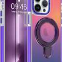 MOWIME Magnetic for iPhone 13 Pro Max Case with Stand [Compatible with Magsafe] [Fashion Fluorescent Design] [1 Screen Protector] Slim Translucent Matte Case for iPhone 13 Pro Max 6.7" 2021, Purple