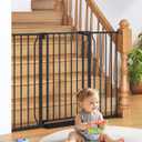 34" Extra Tall Baby Gate for Stairs, Auto Close Stroller Friendly Dog Gate Indoor for Doorways, Pressure Mounted 29"-51" Wide Baby Gate, Easy Walk Through Gate for Children & Pets, Black