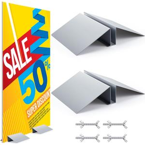 Blulu 2 Pcs Metal Floor Sign Stand Holder Fits 12" Wide Board up to 72" Tall Graphic Floor Standing Display Stand for Composite Foam Board, Acrylic Glass Sign, Base Only