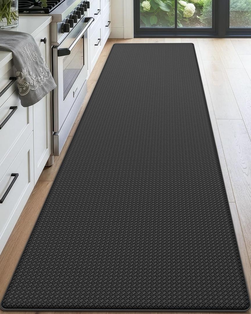 DEXI Kitchen Floor Mats Cushioned Anti Fatigue, 23x71, Large Wide Standing Runner Rug Waterproof, Comfort Memory Foam Padded for Front Sink Laundry, Black