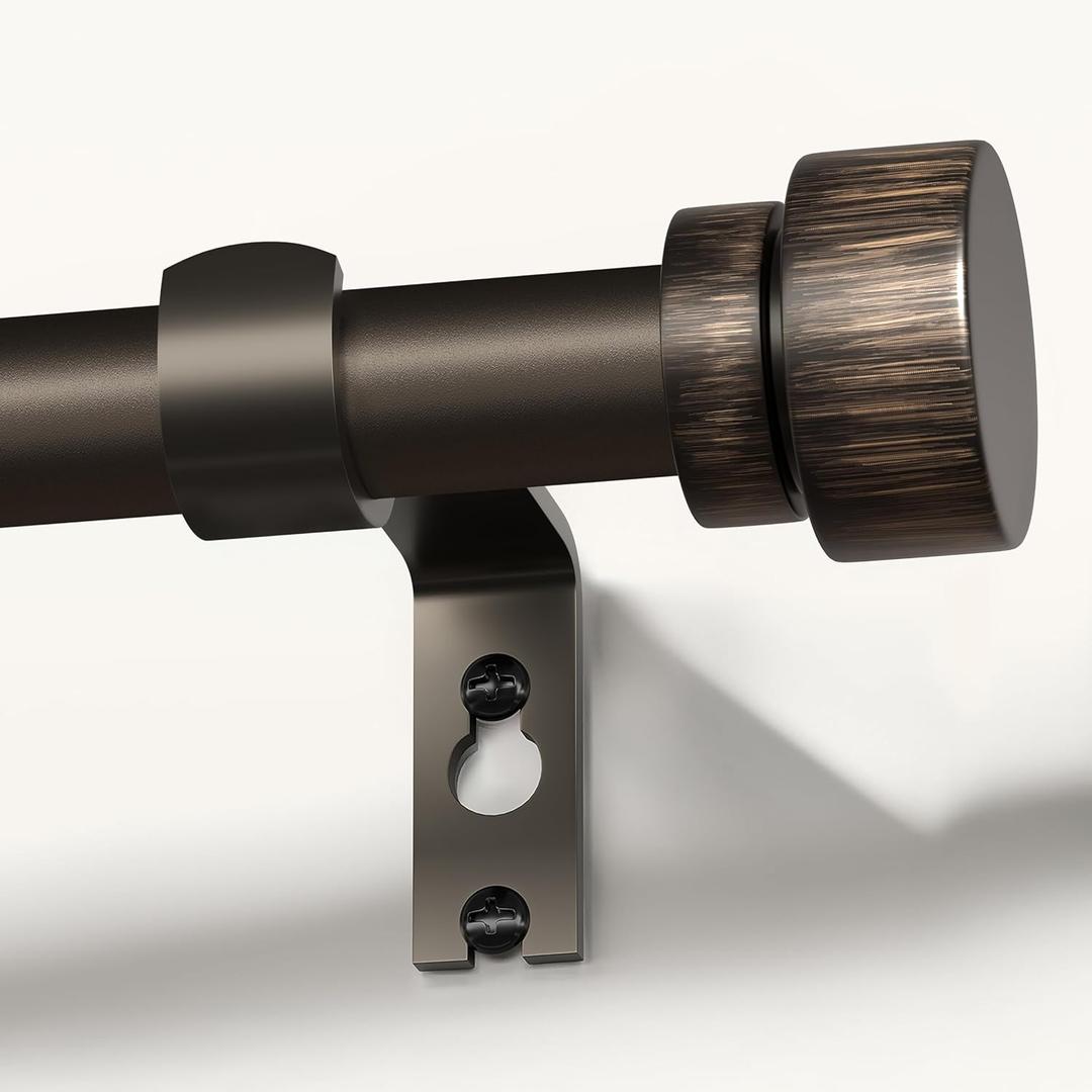 Lootkell Modern Antique Brown Bronze Curtain Rods for Windows 72 to 144 Inches Adjustable Heavy Duty 1" Diameter Window Rod with Decorative Finials for Outdoor Farmhouse Bedroom Kitchen Living Room