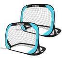 RUNBOW 3.3x2.2ft Pop Up Portable Soccer Goal for Kids Children's Soccer Net Outdoor Fun in Backyard and Beach（3.3x2.2ft, Sky Blue，2 Pack）