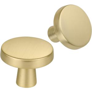 Goldenwarm 10Pack Brushed Gold Drawer Knobs - Brass Cabinet Knobs, Round Gold Knobs for Dresser Drawers