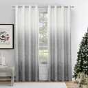 Ombre Full Blackout Curtain Panels 84 Inch Long Noise Reducing Energy Efficient Window Treatment Drapes for Bedroom Linen Texture with Grommets Top Gradient Print Cream White to Gray, 50"x84"x2 (Grey)