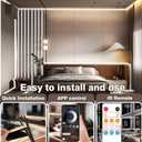 50FT COB Led Strip Lights, Uniform 6500K COB Rope Light,Bright Daylight White Lights,High Density,App/Remote Control,Indoor 24V Cuttable Cabinet Lights for Bedroom,Bookshelf,Showcase,Kitchen