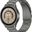 Anlinser No Gap Bands Compatible with Samsung Galaxy Watch 7/6/5/4/FE Band 44mm 40mm/Watch 6 Classic Band 47mm 43mm/Watch 5 Pro 45mm/Watch 4 Classic, 20mm Metal Strap for Women Men, Gray Titanium