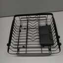 MAJALiS Expandable Stainless Steel Over The Sink Dish Drying Rack for Small Kitchen Counter Space Saving, Compact RV Plate Drainer Strainer in Black Wire Metal with Hanging Adjustable Utensil Holder