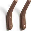 2Pack Wood Hooks Wall Mounted, Minimalist Easy Install Natural Real Walnut Cute Mid Century Modern Simple Rustic Boho Home Foyer Entryway Decor, for Hanging Hat Cap Bag Coat Towel Clothes