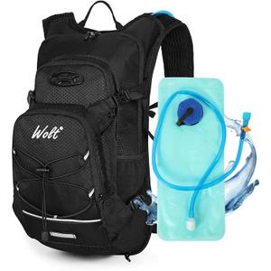 WOLT Hydration Backpack 18L Hiking Water Backpack with 2L Water Bladder for Men Women, Hydration Pack for Running Cycling Biking and Climbing (Black)