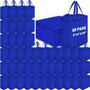Windyun 50 Pcs Reusable Tote Bag Bulk 8 x 4 x 10 Inch Non Woven Shopping Bag with Handle Christmas Reusable Grocery Gift Tote (Royal Blue)