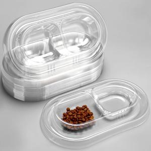24 Pcs Disposable Pet Bowls Anti Ant Cat Dog Food Bowls Large Cat Wet Food Dishes Plastic Double Dish Water No Spill Non Tip Non Slip for Outdoor Pets Small Medium Size Dogs