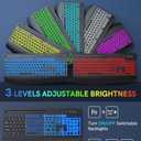 Wireless Keyboard and Mouse Combo with 7 Colored Backlits, Wrist Rest, Rechargeable Ergonomic Keyboard with Phone Holder, Silent Lighted Full Size Combo for Windows, Mac, PC, Laptop-Trueque (White)