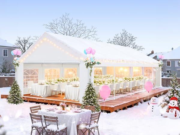 COBIZI 18x30 Party Tent Heavy Duty, Tents for Parties with 6 Removable Sidewalls & 4 Built-in Sandbag, Event Wedding Tent, UV 50+, Waterproof, White