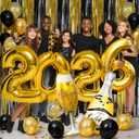 2026 Happy New Years Party Decorations, Gold Black Foil Fringe Curtains Number 2026 Party Balloons for New Year Photo Props, 2026 New Year's Eve Party SuppliesGraduation School Decor
