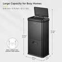 EKO Vintage 50L / 13.2 Gallon Motion Sensor Trash Can, Dual Compartment 32L + 18L Stainless Steel Kitchen Garbage Bin, Touchless Automatic Waste & Recycling Bin with Lid for Home Office, Matte Black