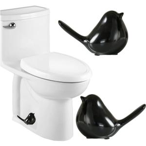 Ceramic Bird Toilet Bolt Covers Decorative Toilet Bolt Caps,Set of 2 Toilet Caps for Bottom of Toilet, Toilet Screw Cover Caps for Bolts Bathroom Decor Acessories, Easy Installation (Black)