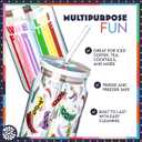 Dragon Glassware x Wheel of Fortune Drinking Glasses - 16 oz Glass Cups with Lids and Straws Set of 2 - Clear Iced Coffee Cups with Lids - Reusable Glass Tumbler with Straw and Lid