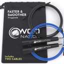 WOD Nation Adjustable Speed Jump Rope For Men, Women & Children - Blazing Fast Fitness Skipping Rope Perfect for Boxing, MMA, Endurance (Black)