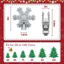 Christmas Tree Topper Lighted with LED Rotating Silver Snowflake Projector, 3D Hollow Glitter Lighted Silver Snow Christmas Star Tree Topper with Plug for Indoor Outdoor Christmas Tree Decorations, 8.66 Inches X 8 Inches X 1.97 Inches