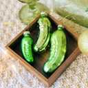 3pcs Christmas Pickle Ornaments Hand Blown Glass Pickle Decorations for Christmas Tree Home Xmas Holiday Decor