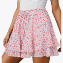 Flowy Shorts for Women Casual Boho Floral Skorts Ruffle Mini Skirts Running Tennis Butterfly Chiffon Shorts S