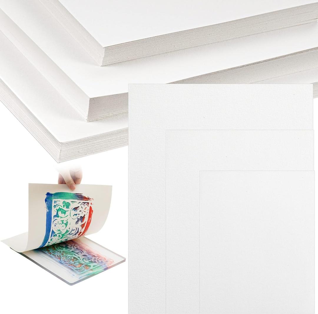 Marspark 150 Sheets Printmaking Paper, 5"x7", 8"x10", 9"x12", Printmaking Supplies, Artist Paper for Adults and Students Block Printing, Screen Gel Printing, White