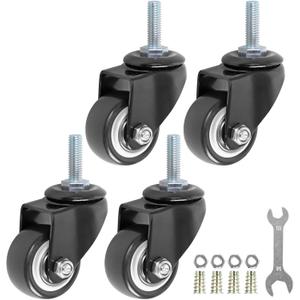 GXYY uoboeuq 1.5 Inch Swivel Caster Wheels PU 360 Degree Threaded Stem Caster Wheel M8 x 25mm, 330lb Total Load Capacity, Pack of 4