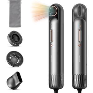 Hair Dryer, Travel Hair Dryer Professional 110K RPM Portable Blow Dryers for Women High-Speed Ionic Diffuser Compact Hairdryer with Nozzle Fast Drying Thermo-Control Blowdryer Home Hotel Business Trip (Black)