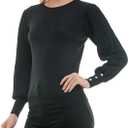 Nanette Nanette Lepore Womens Lurex Rib Sleeve Pullover Sweater (Black, S)