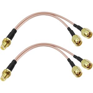 XMSJSIY SMA Y Splitter Cable SMA Female to Dual Male Coaxial RG316 Extension Lead Cable Adapter for GSM/GPRS/WiFi Network Card Module -15cm/5.9inch2pcs
