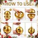 JOICEE Set of 6 Large Metal Jingle Bells Golden Giant Christmas Iron Bells | 3 Sizes Star Cutout Jingle Bells with Jute Hanging Rope for Christmas Indoor Outdoor Porch Mantel Tree Decor(5" 6.3" 8")