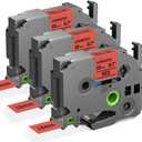 Label KINGDOM 18mm Red Label Tape Replacement for Brother TZe-441 TZe441 3/4" Black on Red TZ Tape 18mm 0.7 Laminated Compatible with Brother P Touch for PTD400 PTD410 PTD600, 3-Pack