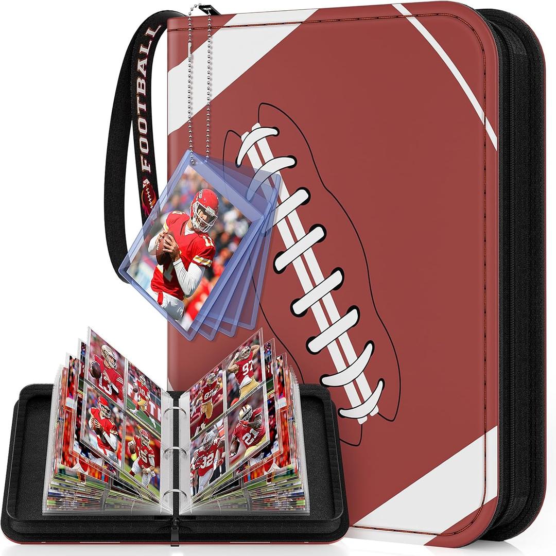 Mlikero 440 Pockets Football Card Binder, Sports Card Binder with Card Display Design, Premium Card Ablums with Sports Pattern Wristband Fit for Football Cards 2025