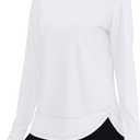 XIEERDUO Women's Workout Tops Long Sleeve Quick Dry Shirts for Hiking Running Small (White)